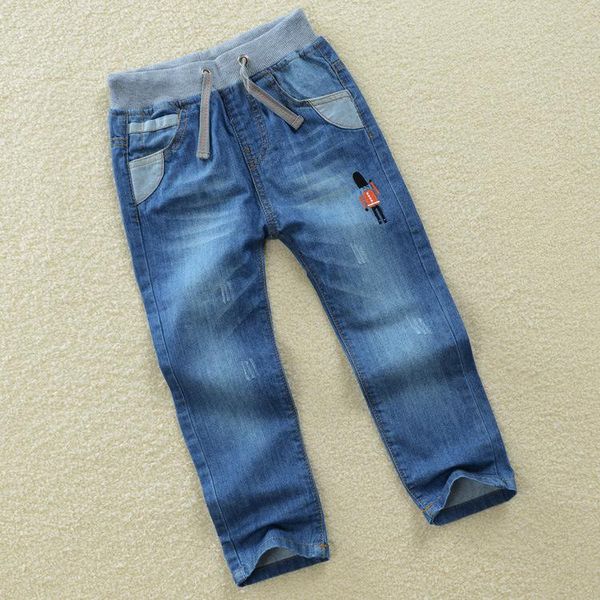 

trousers spring autumn children 2t-10t boys casual pants for kids 100% cotton drawstring jeans, Blue