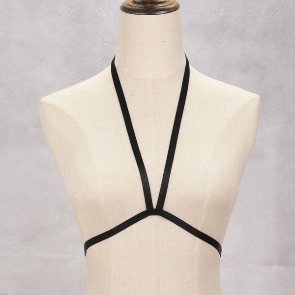 

jlx. harness black harnas cupless beha, open cup crop lingerie, gothic, bondage, lingerie fetish o0403, Black;white