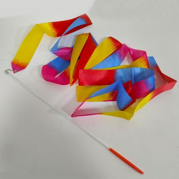 

4m(10 pcs/lot) gym gymnastics dance ribbon twirling rod stick ballet skating gymnastics toy nylon training dance r jllxzu