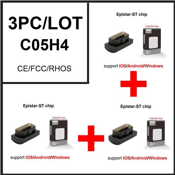 

code readers & scan tools 3pc/lot c05h4 car elm327 obd2 scanner auto reader automotive diagnostic tool for small wholesale