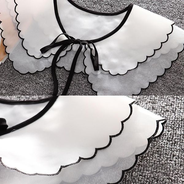 

bow ties women lace fake collar cloud shoulder false doll shirt detachable, Black;gray