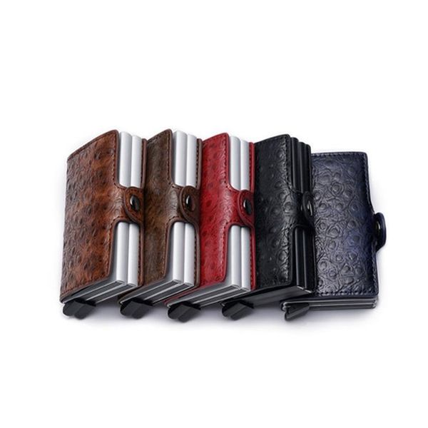 

bycobecy 2020 new pu leather credit card holder aluminium double box fashion men and women metal rfid vintage travel car qylfsr