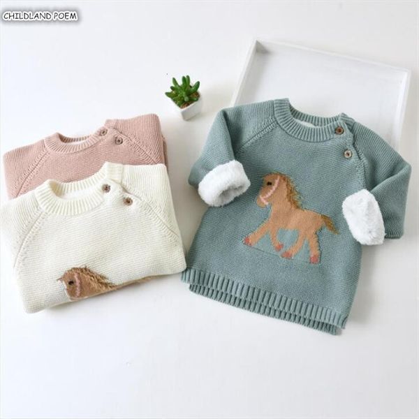 

baby sweater newborn boys sweaters thick fleece unicorn kids toddler cardiagn knitted clothes girls, Blue