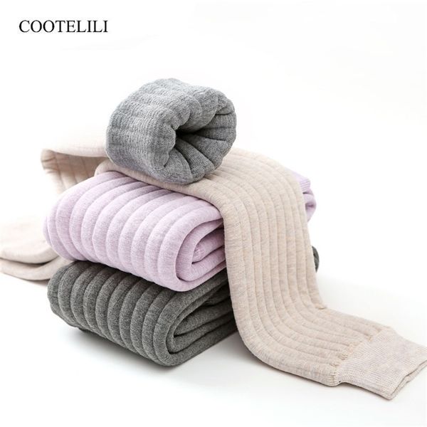 Cootelili Warm Winter Leggings para meninas grossas cintura elástica crianças longas calças menina roupas 211028