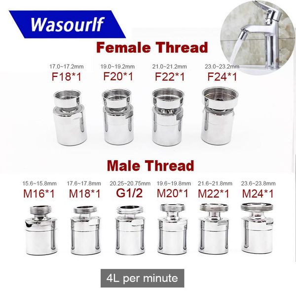 

other faucets, showers & accs wasourlf adjustable 360 swivel water saving faucet aerator m22 two mode adapter male thread m20 kitchen tap sp