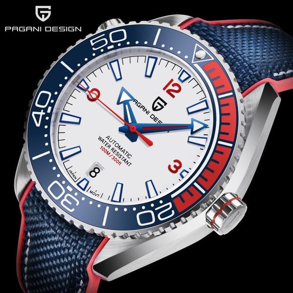 

wristwatches pagani design men automatic mechanical watch ceramic bezel 100m waterproof nh35a movement sapphire glass mekaniska klockor, Slivery;brown