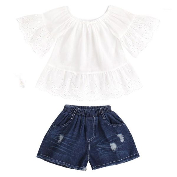 

clothing sets summer style baby girl short sleeve shirt shorts pure color lovely 2 soft and breathable for 1-6 years old, White