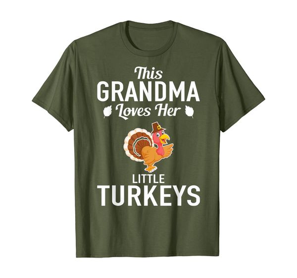 

funny thanksgiving design - grandma loves her little turkeys t-shirt, White;black