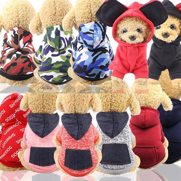 

dog apparel autumn winter clothes fleece pocket feet movement wind pet cat products