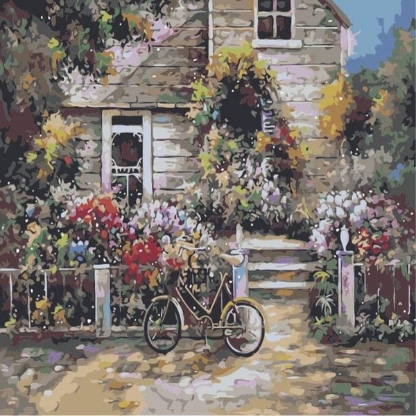 

paintings oil painting by number bicycle landscape coloring for adults diy craft kits picture numbers drawing home decoration wall art