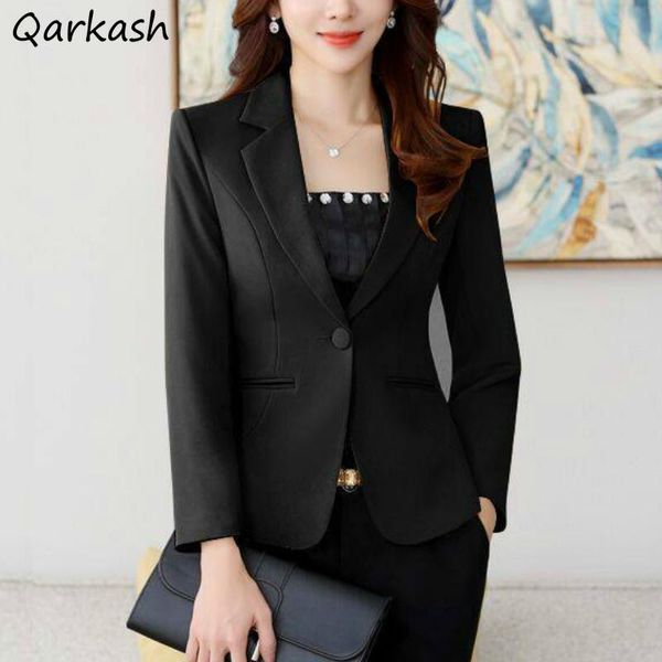 

women's suits & blazers plus size women simple pure black basic slim fashion casual ladies business outwear all-match spring femme clot, White;black