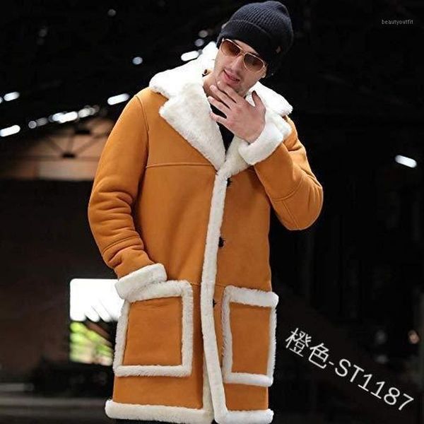 

men's trench coats winter men plus size cashmere keep warm fashion lapel long sleeve single breasted mens jackets, Tan;black