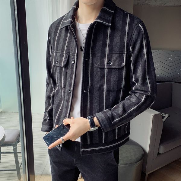 

korean striped male fine trim suit steetwear 2021 spring printed letter lapel bomber jacket men's clothes 5561, Black;brown