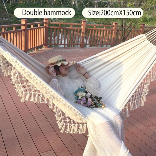 

camp furniture double hammock nordic bohemian tassel beach outdoor indoor 200cm*150cm