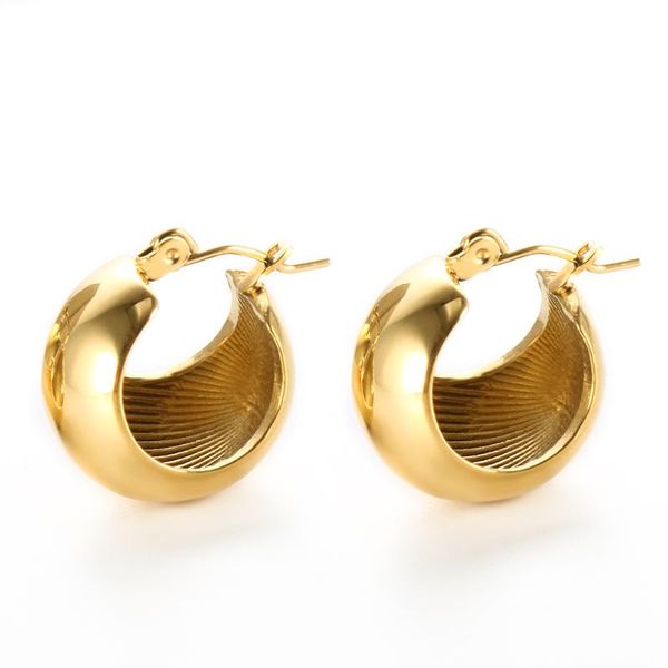 

hoop & huggie hollow chunky earrings for women stainless steel sphere ball cute minimalist fashion jewelry, Golden;silver