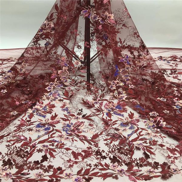 

ribbon 2021 est arrival beautiful french sequins lace fabric net red fashionable bright african for party dress, Pink;blue