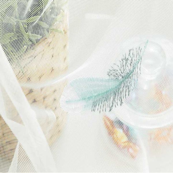 

nordic design feather embroidery sheer ready curtain