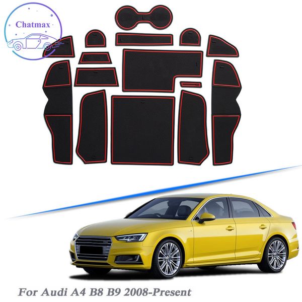 

with car brand logo 15pcs car styling for audi a4 b8 b9 2008-present latex gate slot pad interior door groove mat non-slip dust mat