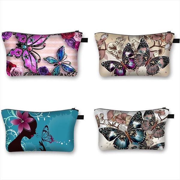 

beautiful butterfly cosmetic case bags women fashion makeup ladies toiletry girl large capacity storage for travelling