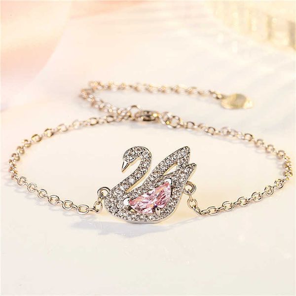 

elegant versatile sier fashion platinum plated rose gold bracelet ring sweet whitening swan bracelet gift, Golden;silver