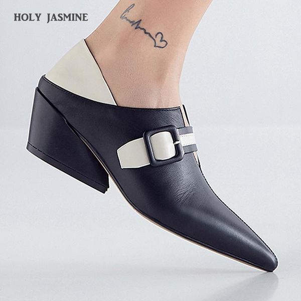 

dress shoes 2021 women 5cm high heels pumps classic genuine leather pointed toe female spring autumn prom casual woman, Black