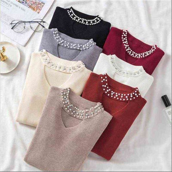 

womens sweater chompas para mujer winter pullover and sweaters pearl beading long sleeve casual jumpers ropa knitted, White;black