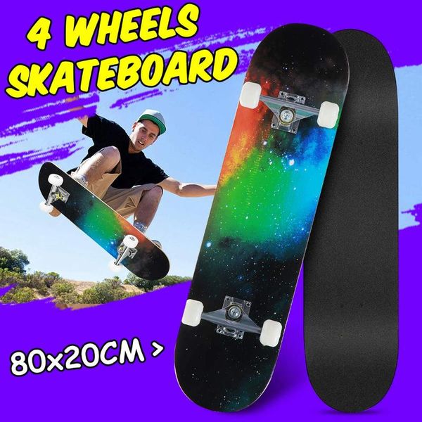 

skateboarding 80cm 9-layer longboard spray emery skate board four-wheel professional double rocker retro skateboard childern