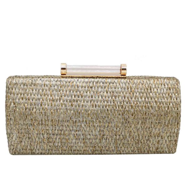 

fgg dinner bag beach straw woven women's bag horizontal square hand chain