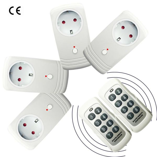 

smart power plugs 4pcs 433mhz wireless socket with eu uk us plug switch double 8 keys remote control transmitter outlet light 2500w