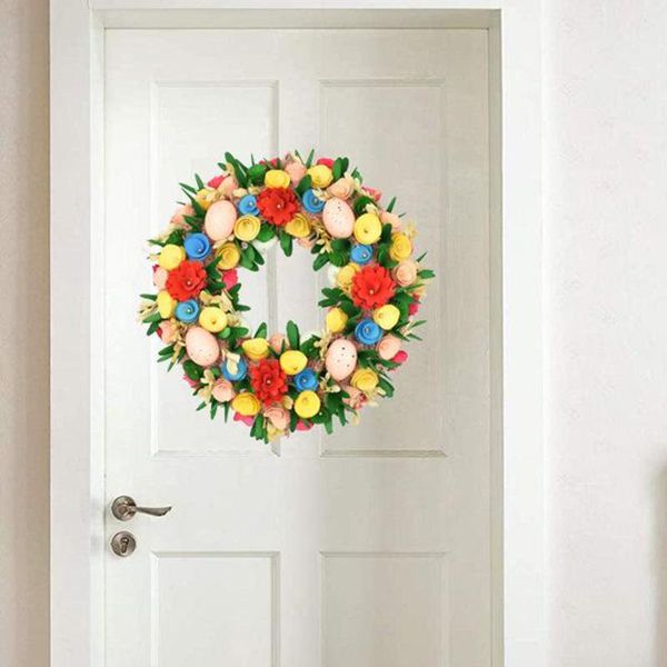 

14'' round wreath artificial garland door wreaths hanger decor egg