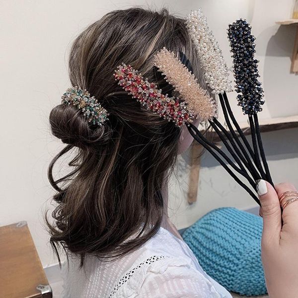 

hair clips & barrettes wedding bridal rhinestone pearl flower clear crystal handmade pins bridesmaid hairwear jewelry accessory, Golden;silver