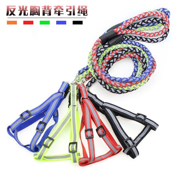 

dog collars & leashes night reflective breast sling pet leash cat chain sets nylon traction collar cats products