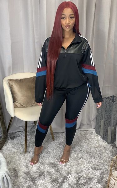

qy5015 sports sewing stripe plutonium fabric long street fashion jacket pants sweater 2 piece together t5no, Gray