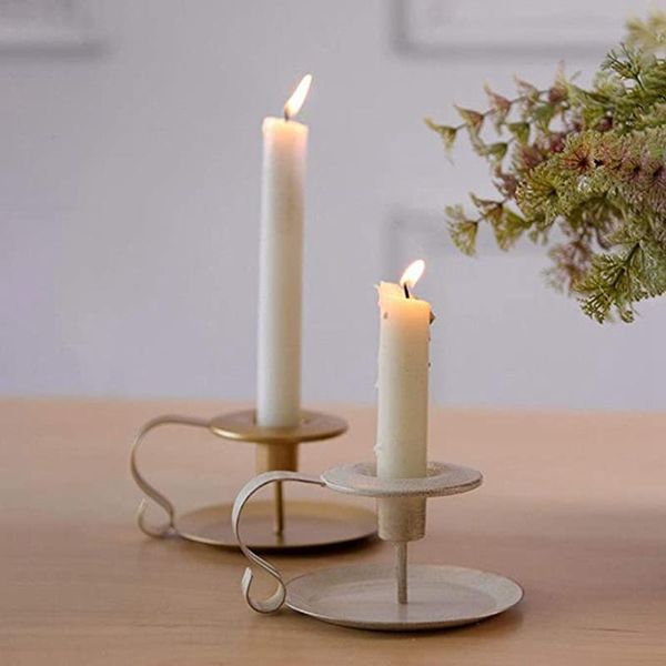 

2pcs wrought iron taper candle holder,iron candle holders ( matte old white)