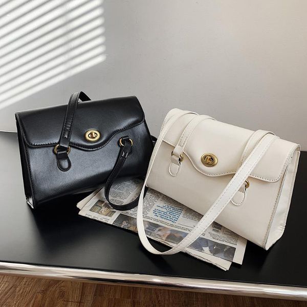 

soft pu leather women underarm bag retro solid color ladies flap handle bags fashion designer large capacity shoulder pouch