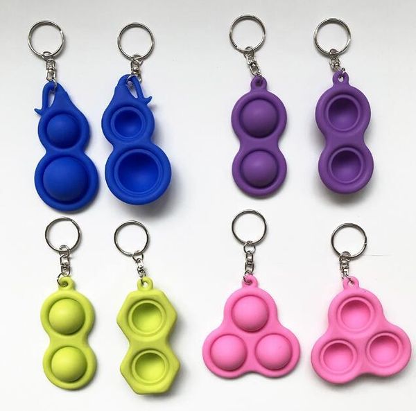 

500pcs/dhl fidget simple dimple toy keychain silicone push bubble pop it fidget toys key ring holder bag pendant gifts for kid h21306, Red;brown