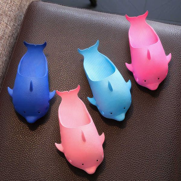 

arrival summer boys girls slippers kids cute dolphin slides children beach slippers indoor home shoes zapatillas nios 210713, Black;grey