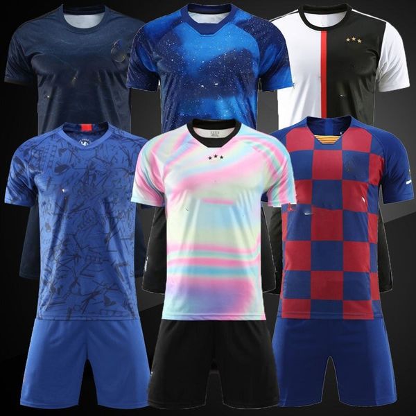 

short-sleeved men's football shirt barcelona 10 messi juventus real madrid children's training uniform men's tracksuits, Gray