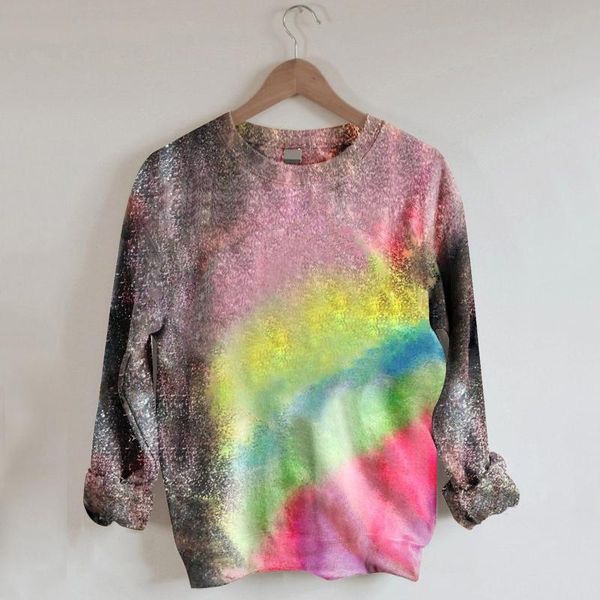 

women's hoodies & sweatshirts tie-dye print women pullovers loose long sleeve hoodie round neck spring autumn oversized hip hop moletom, Black