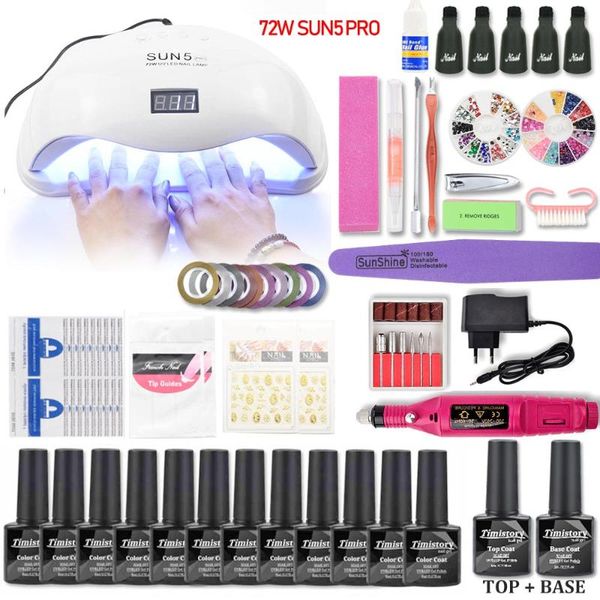 

nail art kits manicure set gel polish base coat 36w/54w/72w uv led lamp electric drill tool