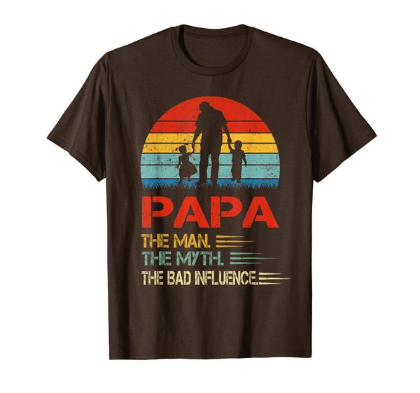 

papa the man the myth the bad influence gift t-shirt, White;black