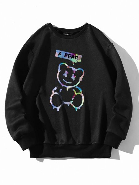 

cartoon bear print sweatshirt o8la#, White;black