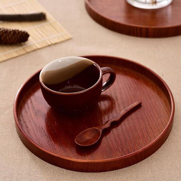 

kitchen storage & organization round wood plates dishes food fruit tea handmade cake dinner wooden plate for sushi dessert snac
