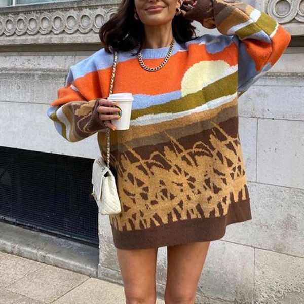 

women's sweaters ins neck-neck female sweater y2k long sleeve let loose retro casual knit blouses autumn streetwear korean ncsa, White;black