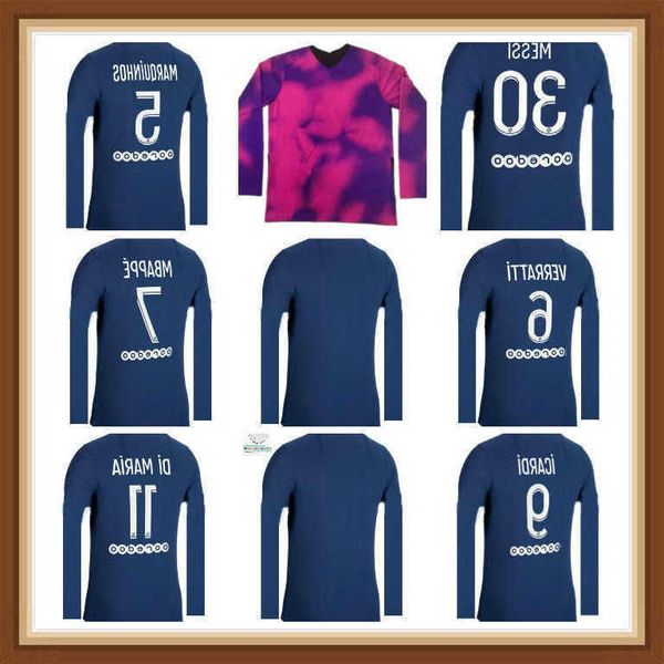 

21 22 long sleeve messi mbappe kean soccer jerseys 2021home sergio ramos marquinhos verratti kimpembe shirt icardi di maria draxler football, White;black