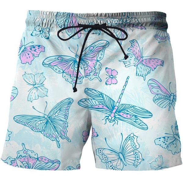 

men's shorts est 3d cartoon butterfly print men beach quick dry surf swimming trunks funny scenery summer boxers, White;black