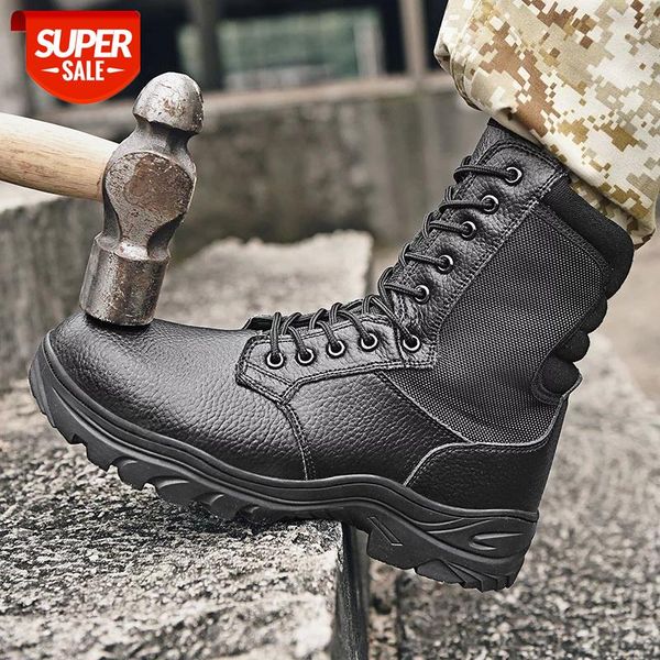

safety shoes genuine leather high steel toe shoes indestructible military boots anti puncture work combat boots #1r1h