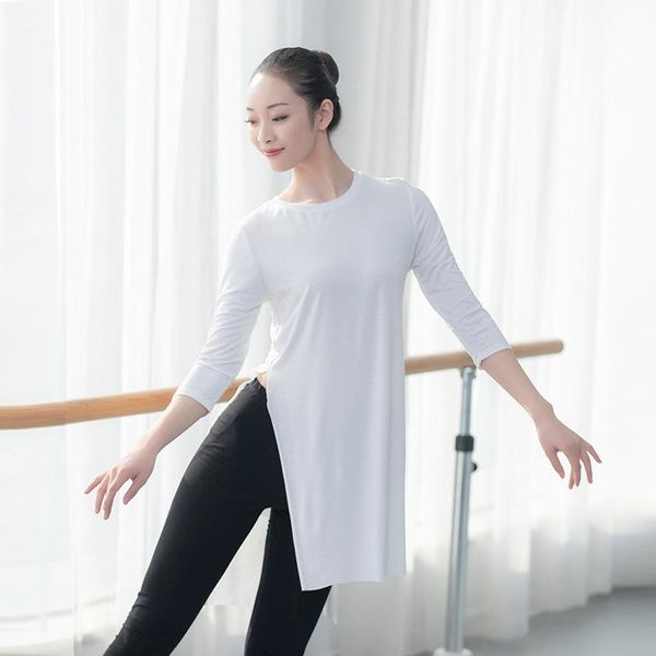 

men's sweaters dancer's song modern dance practice dress female long classical yoga square, White;black