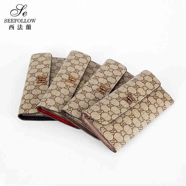 

bag handbag women's wallet long 2021 leather multifunctional simple versatile mobile phone fore clip fashion, Black;red