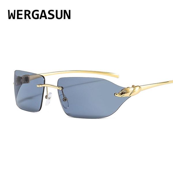 

sunglasses wergasun rimless rectangle men women vintage shades uv400 driving sun glass frameless fashion eyewear, White;black